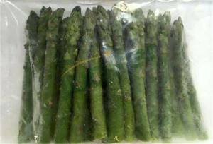 L-asparagu aħdar iffriżat organiku jispara l-grad S